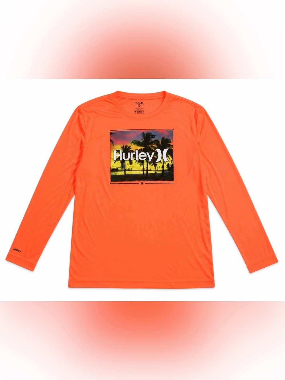 Hurley Neon Coral UPF 50+ Long Sleeve Sun Shirt XXL